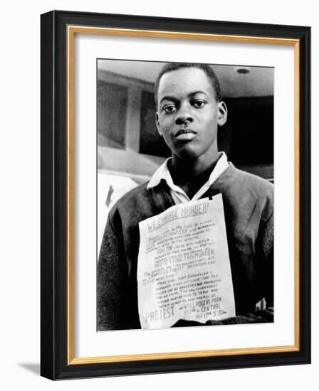 African American Youth Protests the Police Killing of Leonard Deadwyler-null-Framed Photo