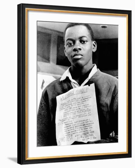 African American Youth Protests the Police Killing of Leonard Deadwyler-null-Framed Photo