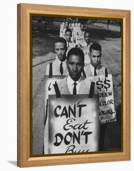 African Americans on Picket Line, Protesting Treatment at Lunch Counter-Howard Sochurek-Framed Premier Image Canvas