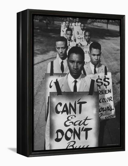 African Americans on Picket Line, Protesting Treatment at Lunch Counter-Howard Sochurek-Framed Premier Image Canvas