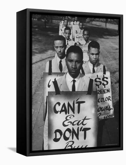 African Americans on Picket Line, Protesting Treatment at Lunch Counter-Howard Sochurek-Framed Premier Image Canvas