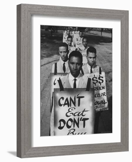 African Americans on Picket Line, Protesting Treatment at Lunch Counter-Howard Sochurek-Framed Photographic Print