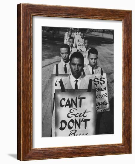 African Americans on Picket Line, Protesting Treatment at Lunch Counter-Howard Sochurek-Framed Photographic Print