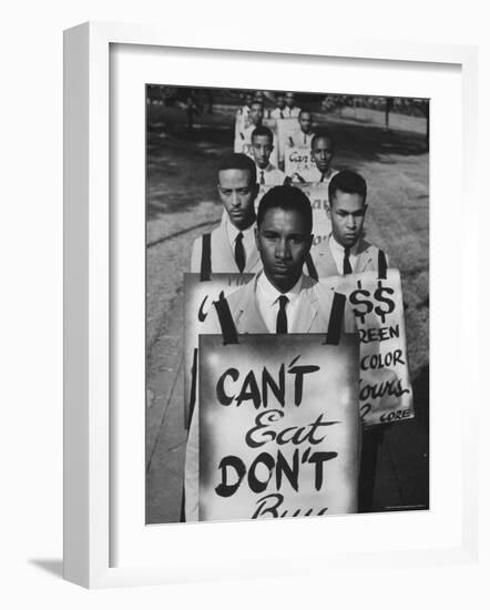 African Americans on Picket Line, Protesting Treatment at Lunch Counter-Howard Sochurek-Framed Photographic Print