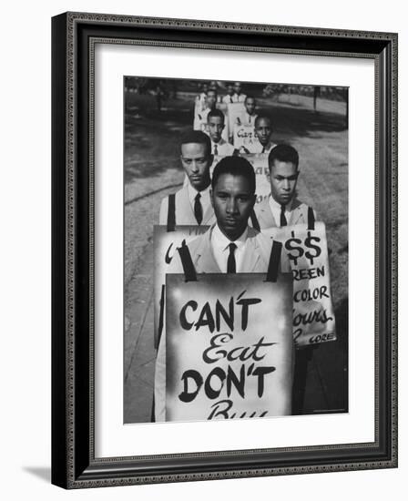 African Americans on Picket Line, Protesting Treatment at Lunch Counter-Howard Sochurek-Framed Photographic Print