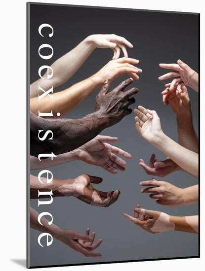 African and Caucasian Hands Gesturing on Gray Studio Background, Tolerance and Equality Concept-master1305-Mounted Photographic Print