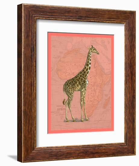 African Animals on Coral I-Studio W-Framed Art Print