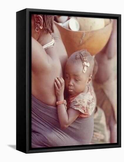 African Child Being Carried by Her Mother-Howard Sochurek-Framed Premier Image Canvas