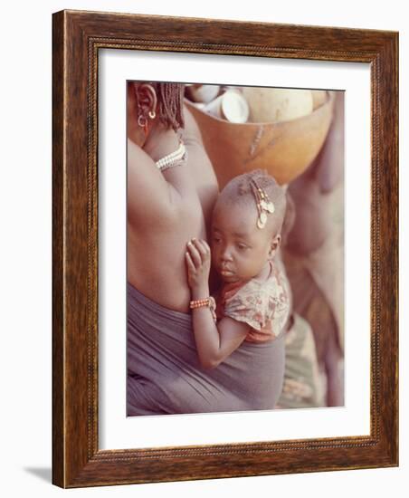 African Child Being Carried by Her Mother-Howard Sochurek-Framed Photographic Print