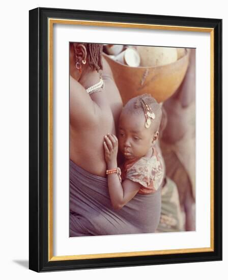 African Child Being Carried by Her Mother-Howard Sochurek-Framed Photographic Print