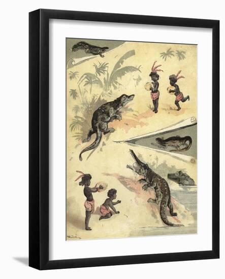 African Children Playing with Crocodiles-Richard Andre-Framed Giclee Print