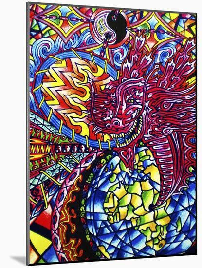 African Dragon-Abstract Graffiti-Mounted Giclee Print