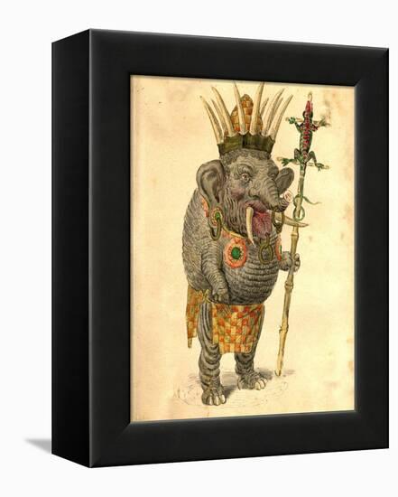 African Elephant 1873 'Missing Links' Parade Costume Design-Charles Briton-Framed Premier Image Canvas