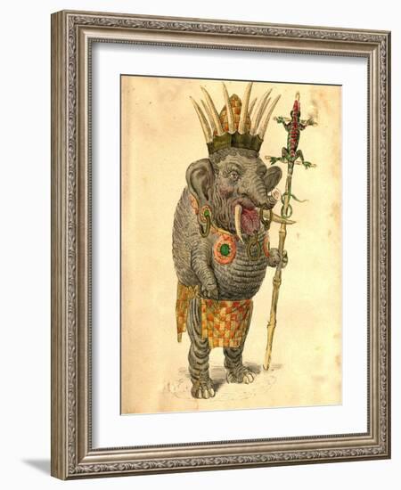 African Elephant 1873 'Missing Links' Parade Costume Design-Charles Briton-Framed Giclee Print