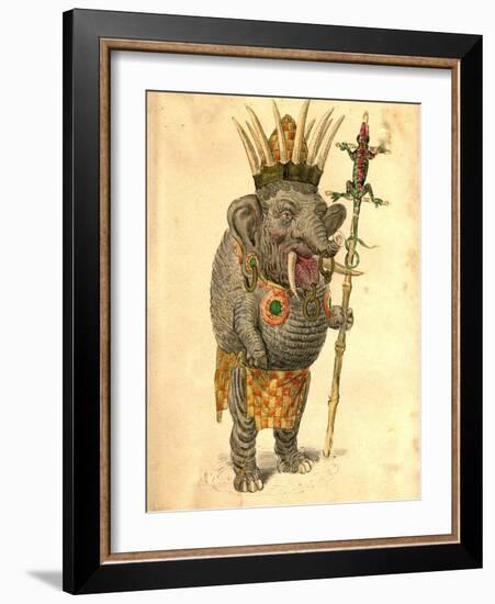 African Elephant 1873 'Missing Links' Parade Costume Design-Charles Briton-Framed Giclee Print