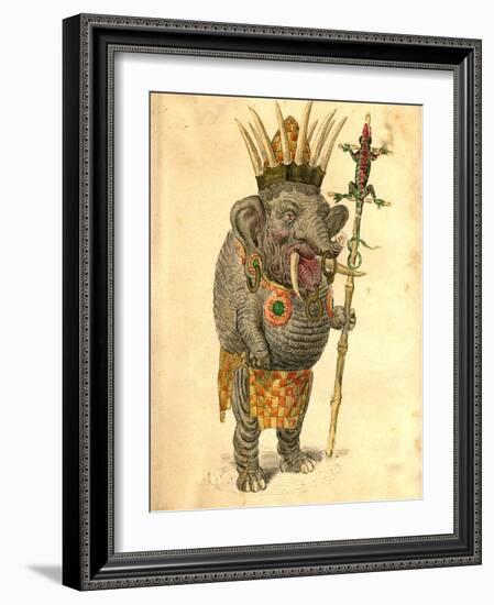 African Elephant 1873 'Missing Links' Parade Costume Design-Charles Briton-Framed Giclee Print