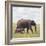 African Elephant Calf with Mother in Savanna-null-Framed Photographic Print