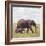 African Elephant Calf with Mother in Savanna-null-Framed Photographic Print