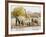 African Elephants and Giraffe at Watering Hole, Namibia-Joe Restuccia III-Framed Photographic Print