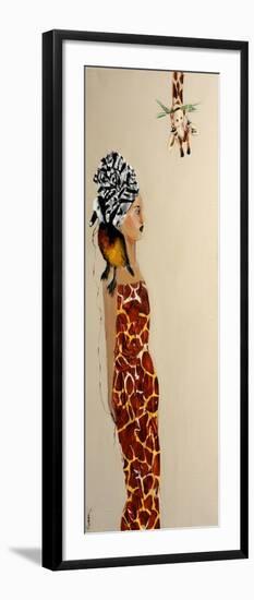 African Lady with Duck and Giraffe, 2016-Susan Adams-Framed Giclee Print