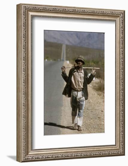 African Man Walks Along Side of Road, Durban, South Africa, 1960-Grey Villet-Framed Photographic Print