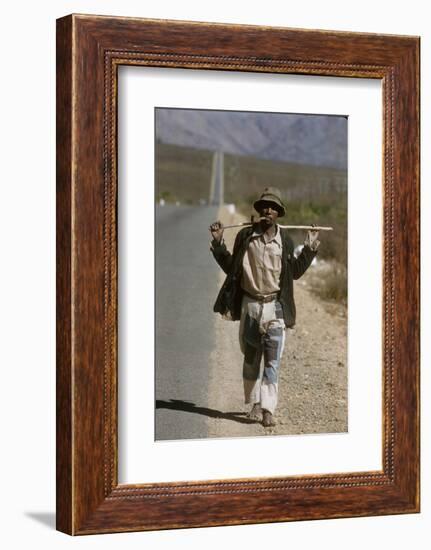 African Man Walks Along Side of Road, Durban, South Africa, 1960-Grey Villet-Framed Photographic Print