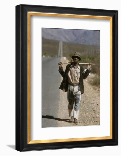 African Man Walks Along Side of Road, Durban, South Africa, 1960-Grey Villet-Framed Photographic Print