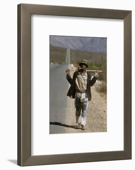 African Man Walks Along Side of Road, Durban, South Africa, 1960-Grey Villet-Framed Photographic Print