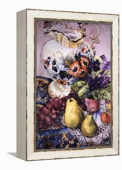 African Violets with Victorian Jug and Pears-Joan Thewsey-Framed Premier Image Canvas