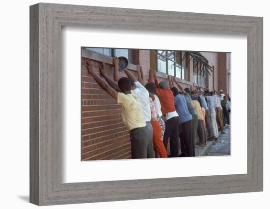 Africans American Lined Up Against Wall Being Arrested by Police after Race Riots in Detroit, 1967-Declan Haun-Framed Photographic Print