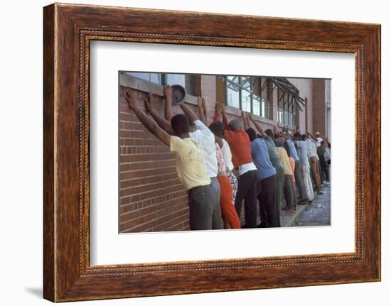 Africans American Lined Up Against Wall Being Arrested by Police after Race Riots in Detroit, 1967-Declan Haun-Framed Photographic Print