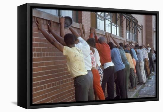 Africans American Lined Up Against Wall Being Arrested by Police after Race Riots in Detroit, 1967-Declan Haun-Framed Premier Image Canvas