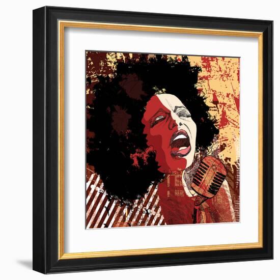 Afro American Jazz Singer-null-Framed Art Print