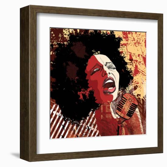 Afro American Jazz Singer-null-Framed Art Print