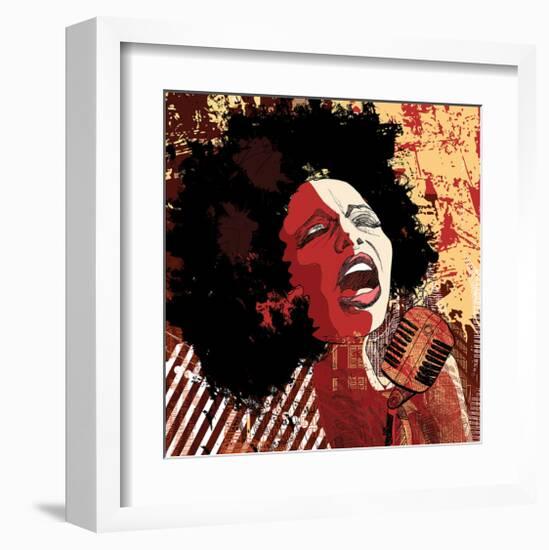 Afro American Jazz Singer-null-Framed Art Print