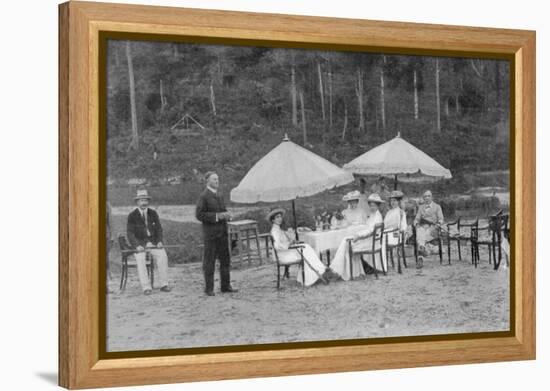 After a Match: Riflewomen at Lunch, from an Article Entitled 'English Women at Play in Far-Away?-English Photographer-Framed Premier Image Canvas