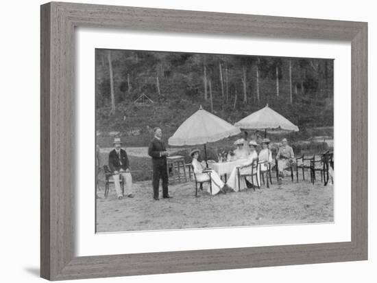 After a Match: Riflewomen at Lunch, from an Article Entitled 'English Women at Play in Far-Away?-English Photographer-Framed Photographic Print