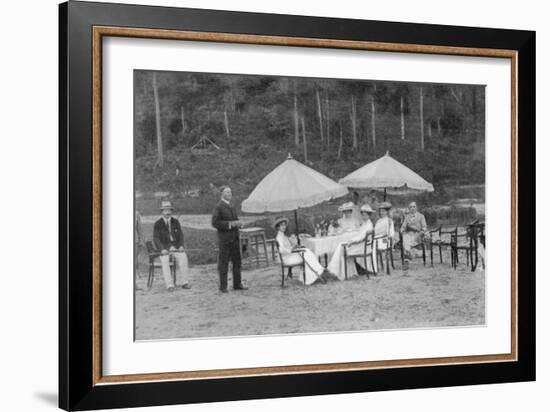 After a Match: Riflewomen at Lunch, from an Article Entitled 'English Women at Play in Far-Away?-English Photographer-Framed Photographic Print