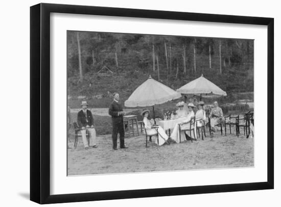 After a Match: Riflewomen at Lunch, from an Article Entitled 'English Women at Play in Far-Away?-English Photographer-Framed Photographic Print