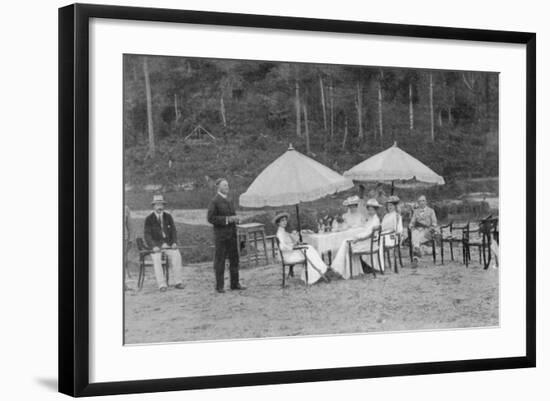 After a Match: Riflewomen at Lunch, from an Article Entitled 'English Women at Play in Far-Away?-English Photographer-Framed Photographic Print