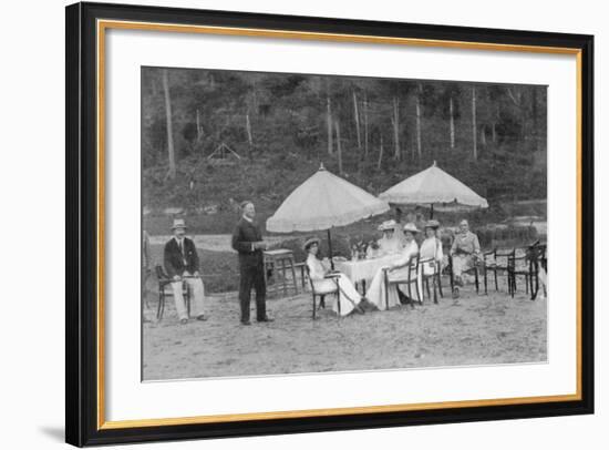 After a Match: Riflewomen at Lunch, from an Article Entitled 'English Women at Play in Far-Away?-English Photographer-Framed Photographic Print