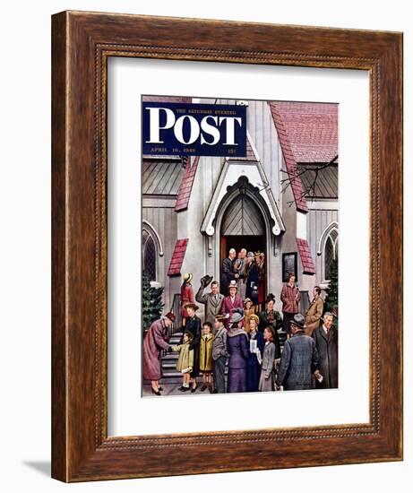 "After Church," Saturday Evening Post Cover, April 16, 1949-Stevan Dohanos-Framed Giclee Print