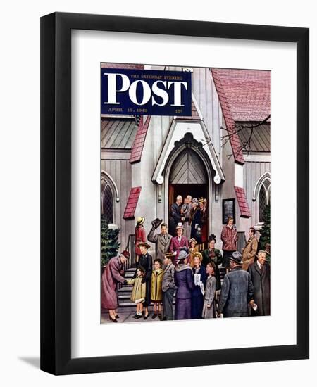 "After Church," Saturday Evening Post Cover, April 16, 1949-Stevan Dohanos-Framed Giclee Print