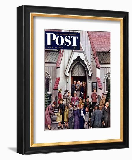 "After Church," Saturday Evening Post Cover, April 16, 1949-Stevan Dohanos-Framed Giclee Print