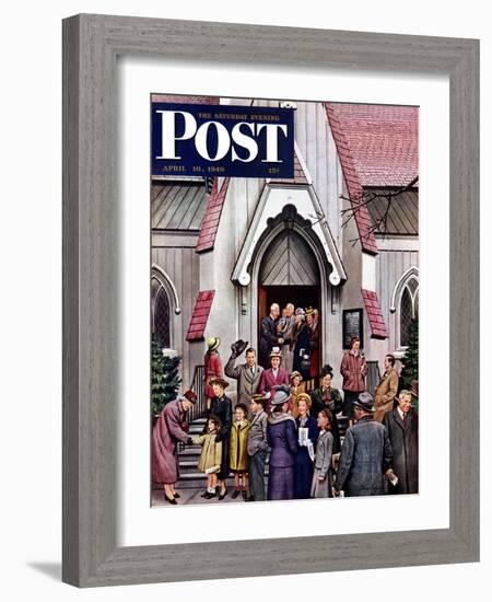 "After Church," Saturday Evening Post Cover, April 16, 1949-Stevan Dohanos-Framed Giclee Print