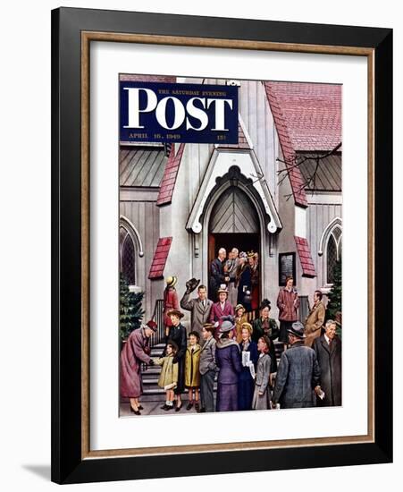 "After Church," Saturday Evening Post Cover, April 16, 1949-Stevan Dohanos-Framed Giclee Print