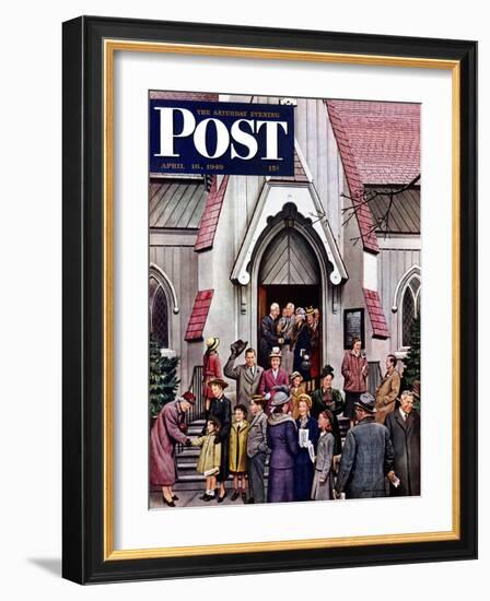 "After Church," Saturday Evening Post Cover, April 16, 1949-Stevan Dohanos-Framed Giclee Print