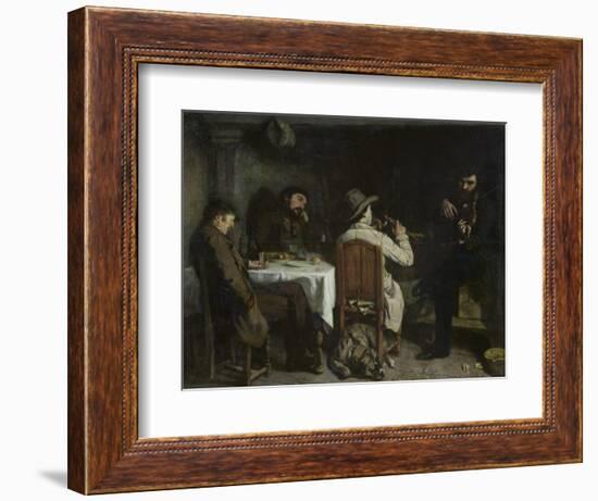 After Dinner at Ornans, 1848-Gustave Courbet-Framed Giclee Print