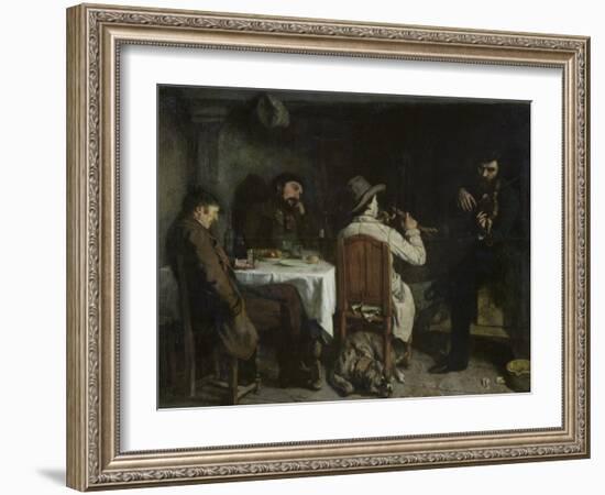 After Dinner at Ornans, 1848-Gustave Courbet-Framed Giclee Print