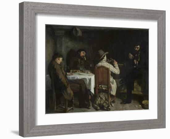 After Dinner at Ornans, 1848-Gustave Courbet-Framed Giclee Print